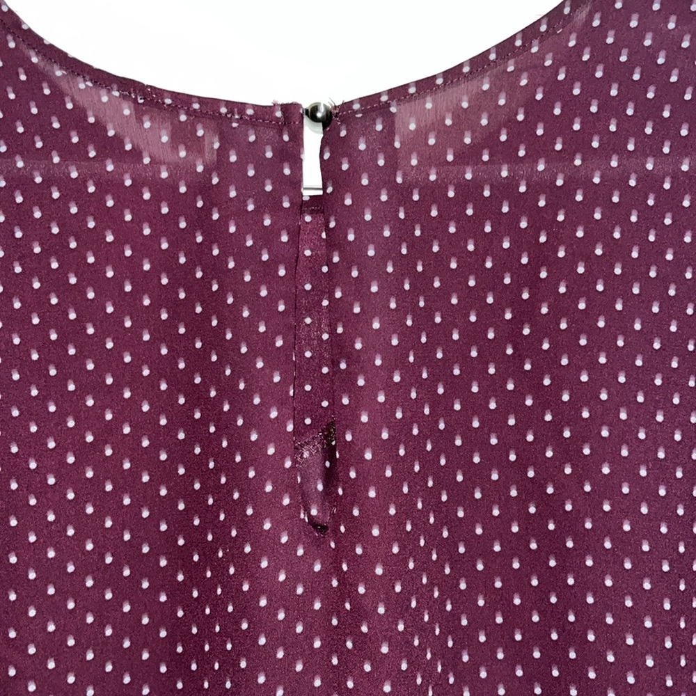 Lily White Women’s Maroon & Gray Polka Dot Blouse – Size Large - Picture 8 of 9